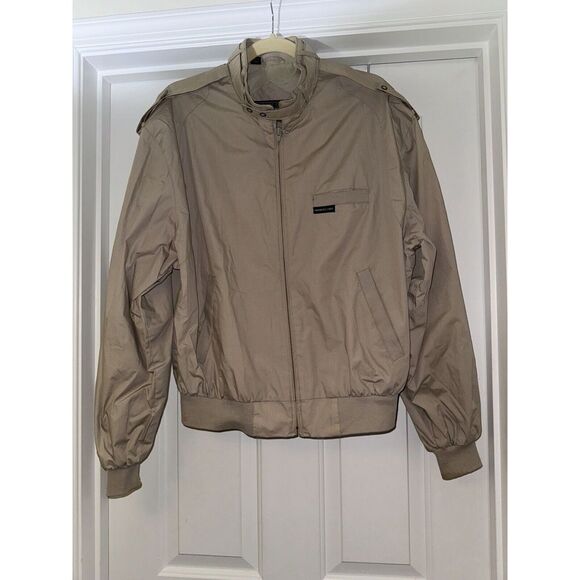 Members Only Bomber Jacket Mens 42 Khaki Europe Craft Lightweight Full Zip 1980s - Picture 1 of 13